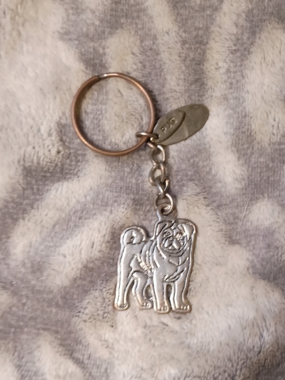 Silver Pug Keychain Charm – Pet Accessory
